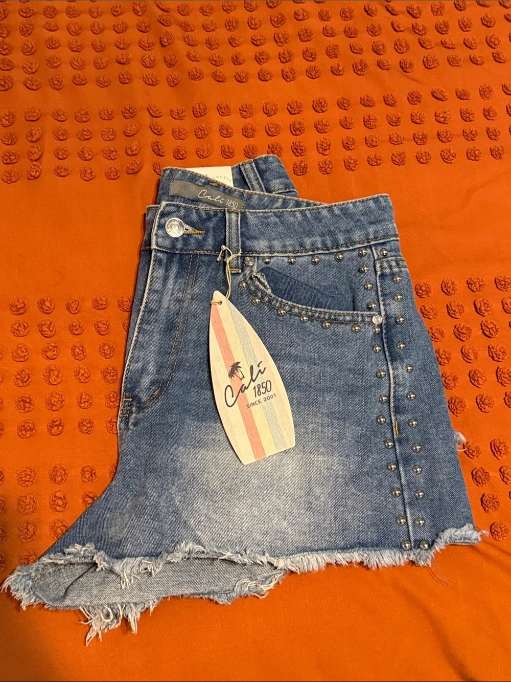 Studded denim shorts Shorts